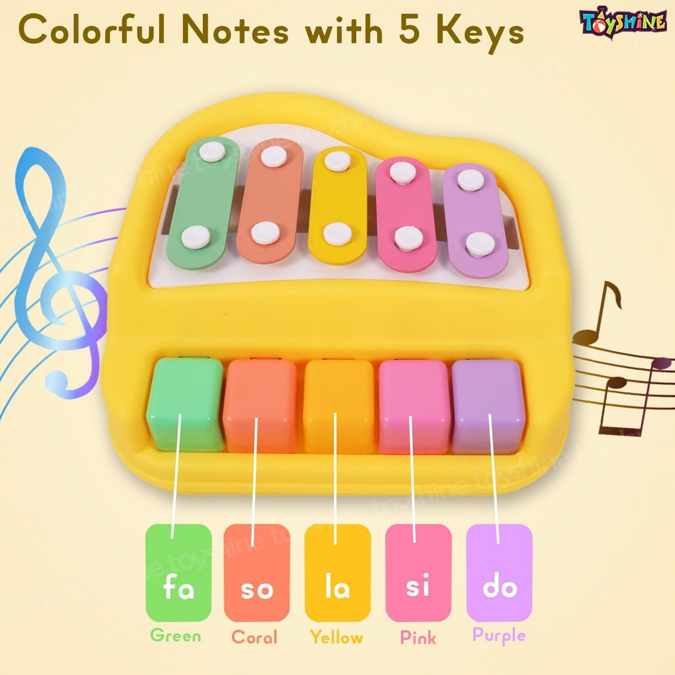 Toyshine Musical Xylophone and Mini Piano, Non Toxic, Non-Battery, Assorted Color