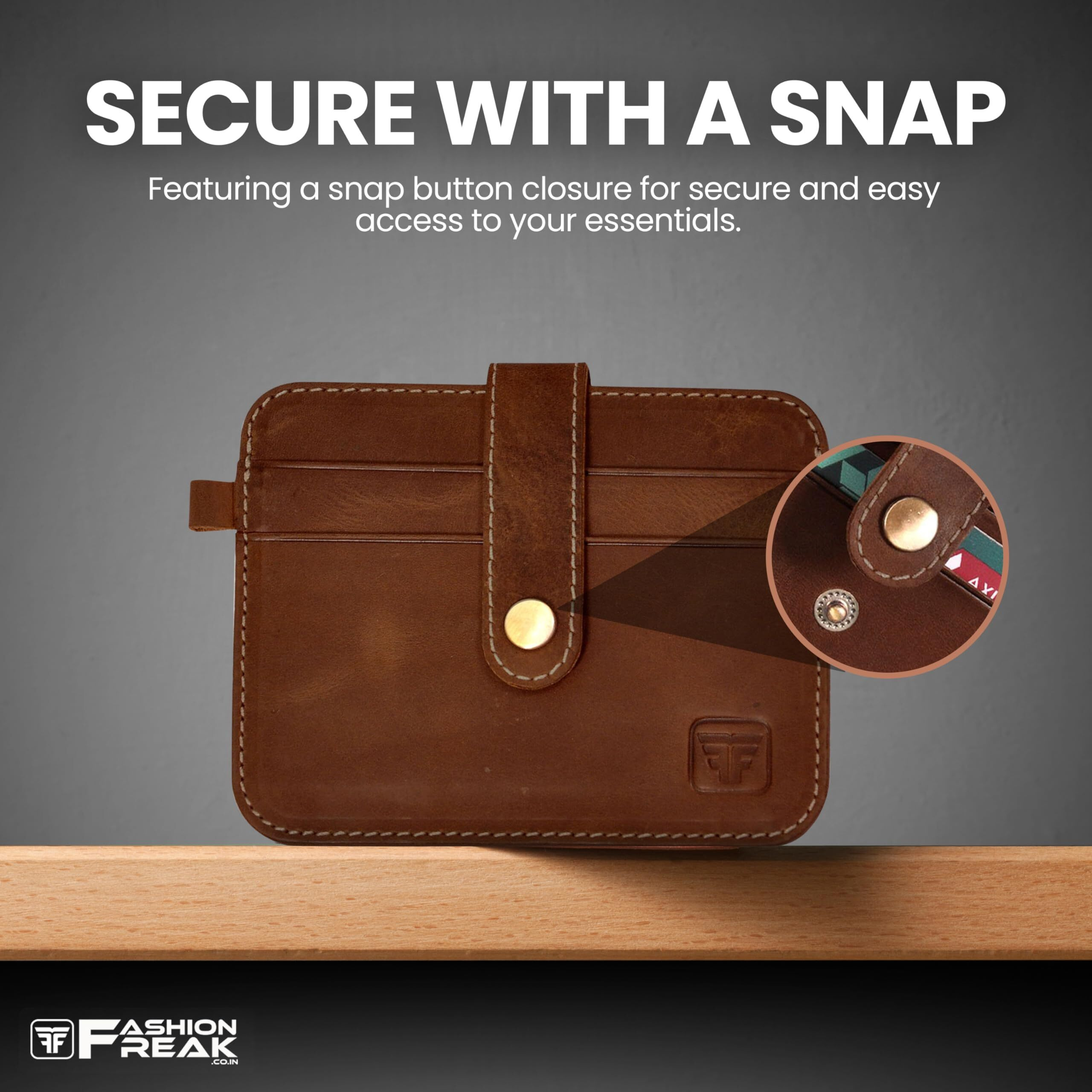FASHION FREAK Card Holder for Men - Slim Leather Credit/ATM Card Wallet for Men