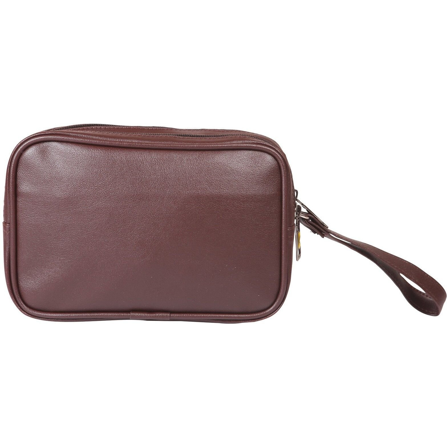 Handcuffs Mens Toiletry Kit Cash Bag | Foam Leather | Money Carrying | Travel | Accessories | Essentials | Pouch | Shaving | Makeup | Cosmetic | Grooming | Handbag (Dark Brown)