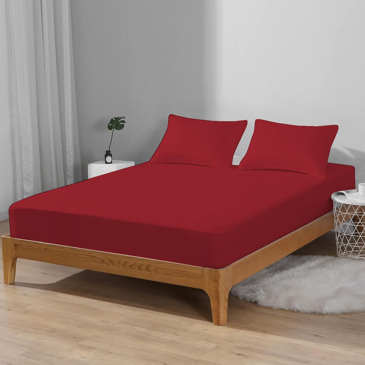 Trance Home Linen Premium 220 GSM+ 84  x 60  Cotton Terry Waterproof Mattress Protector | Elasticated Fitted Style Non-Toxic Bed Protector | Mattresses Cover (84x60 inch | 7x5 feet_ Maroon)