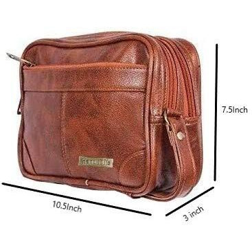 Handcuffs Mens Toiletry Kit Cash Bag | Foam Leather | Money Carrying | Travel | Accessories | Essentials | Pouch | Shaving | Makeup | Cosmetic | Grooming | Handbag (Brown)