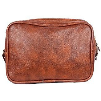 Handcuffs Mens Toiletry Kit Cash Bag | Foam Leather | Money Carrying | Travel | Accessories | Essentials | Pouch | Shaving | Makeup | Cosmetic | Grooming | Handbag (Brown)