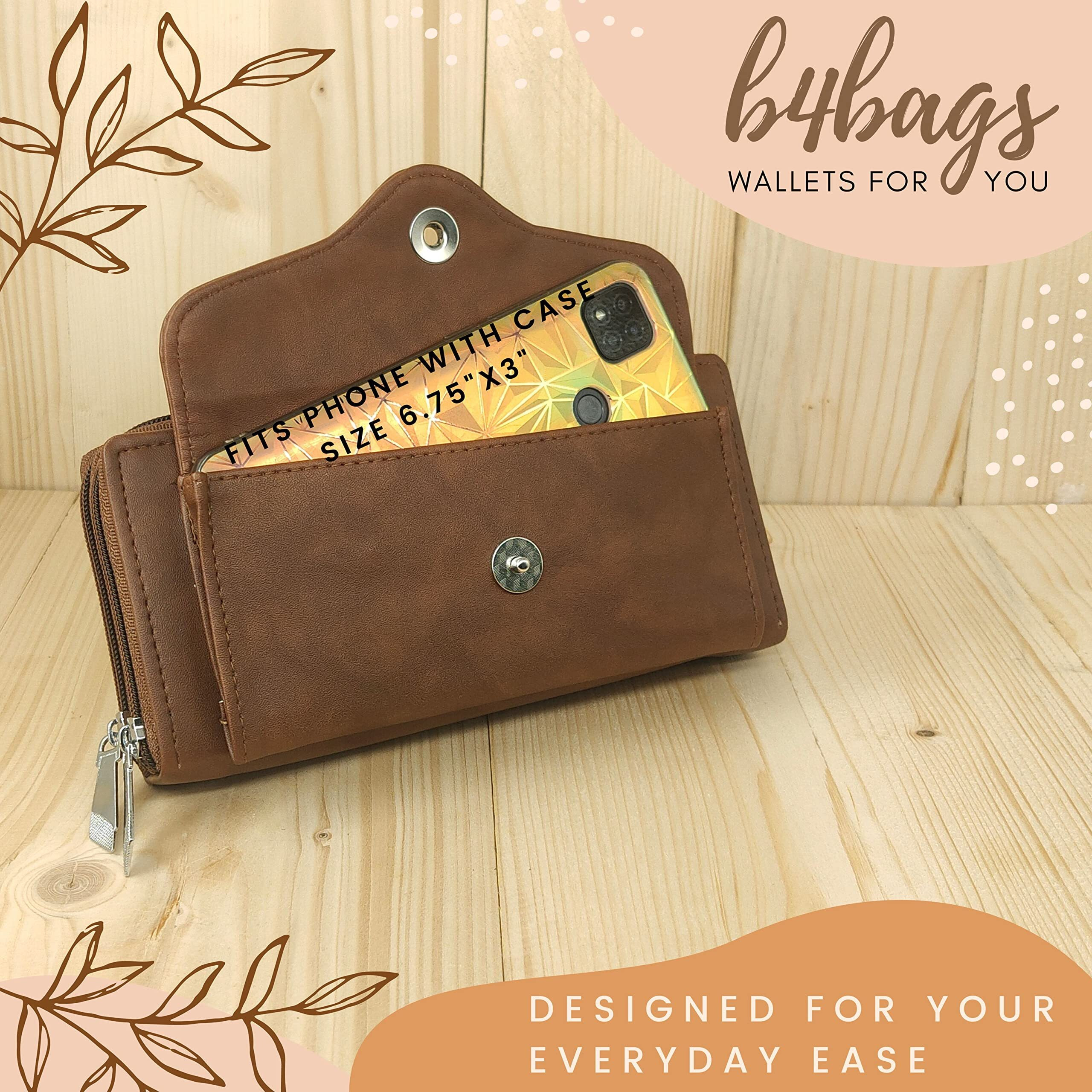 b4bags Wallet For Women | Clutch For Women Daily Use | Ladies Hand Purse for Women Stylish Latest | Ladies Purse for Women Latest |Gifts for Women Wallets for Women Purse |Gift for Girls (Brown)