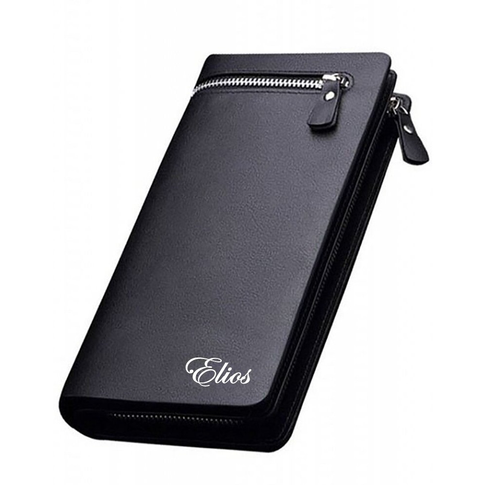 Elios Long Black PU Leather Wallet for Women (Black)