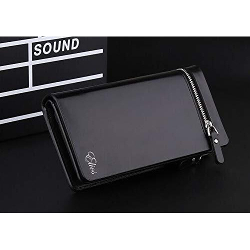 Elios Long Black PU Leather Wallet for Women (Black)