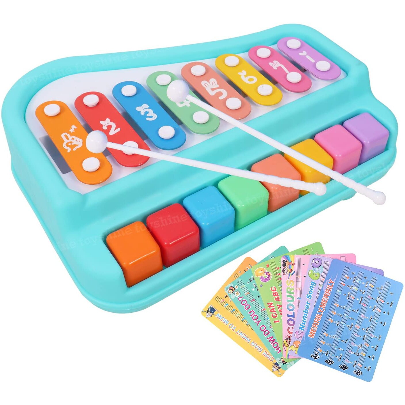 Toyshine 2 in 1 Multicolored Key Keyboard Xylophone Piano, Preschool Kids Educational Knock Playing Musical Learning Instruments Toy for Baby Kids Girls Boys