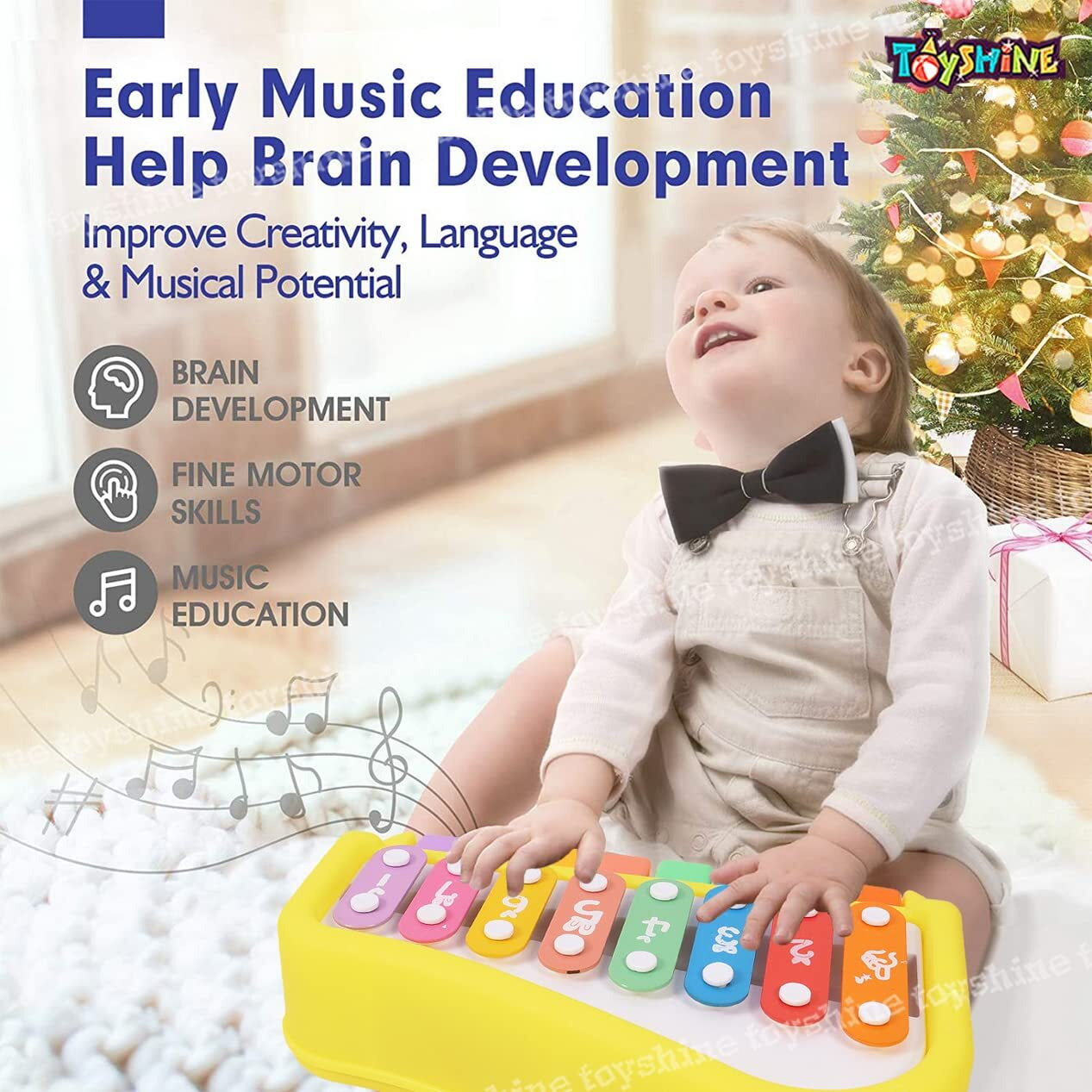 Toyshine 2 in 1 Multicolored Key Keyboard Xylophone Piano, Preschool Kids Educational Knock Playing Musical Learning Instruments Toy for Baby Kids Girls Boys