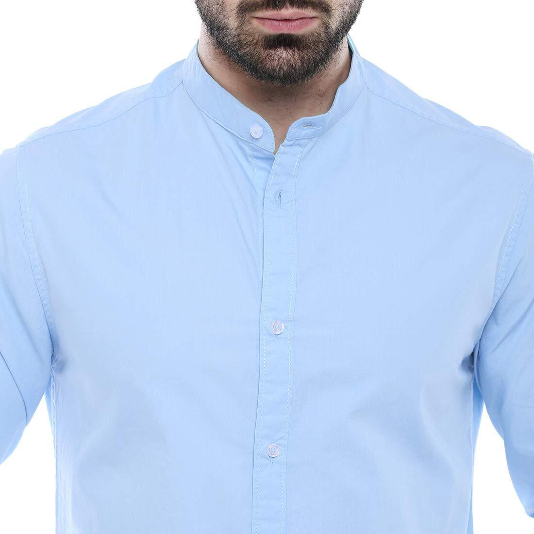 Dennis Lingo Men s Cotton Sky Blue Solid Casual Shirt (CC201_Sky Blue_XXL)