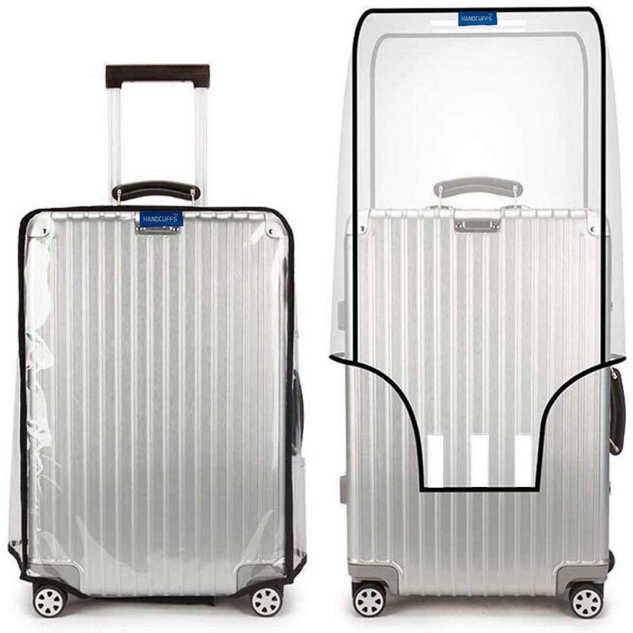Handcuffs Transparent Luggage Trolley Protective Covers PVC Waterproof Travel Bag Suitcase Cover 32Inch