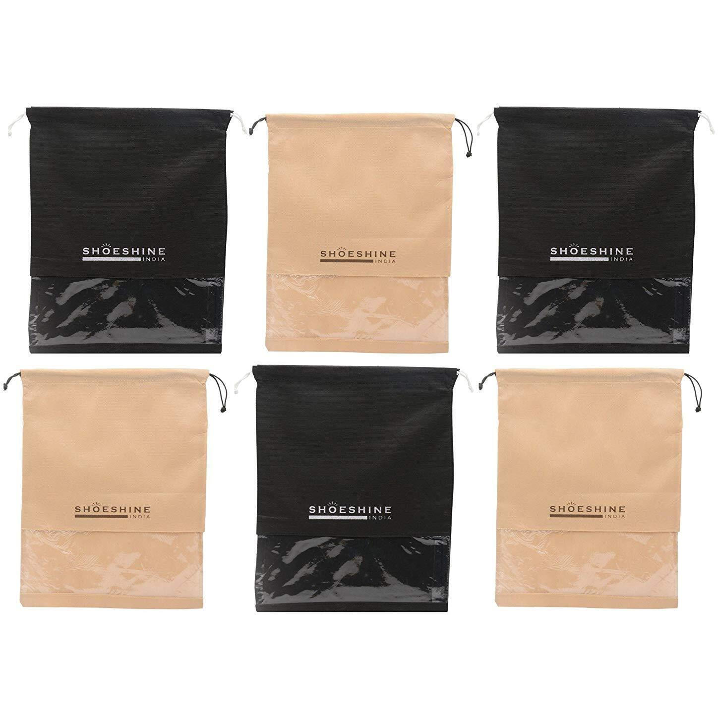 Shoeshine Shoe Bag for Travel & Storage Travel Organizer for Women & Men Travel Accessories Shoe Organizer Shoe Bags Pouches Travel Shoe Cover for Travelling Travel Essentials-Shoe Pouch-Pack of 6