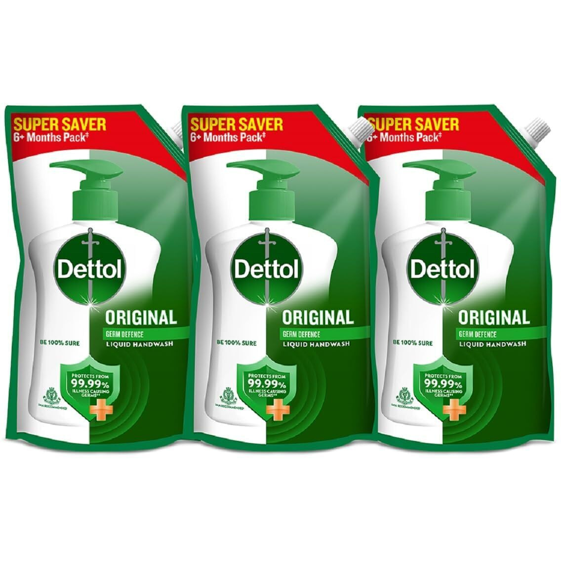 Dettol Liquid Handwash Refill - Original Hand Wash- 675ml (Pack of 3) | Germ Defence Formula | 10x Better Germ Protection