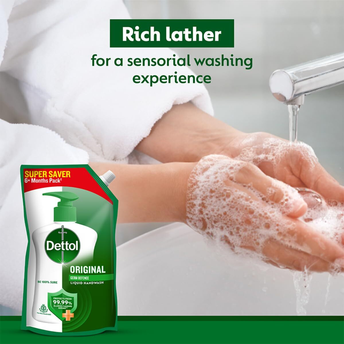 Dettol Liquid Handwash Refill - Original Hand Wash- 675ml (Pack of 3) | Germ Defence Formula | 10x Better Germ Protection