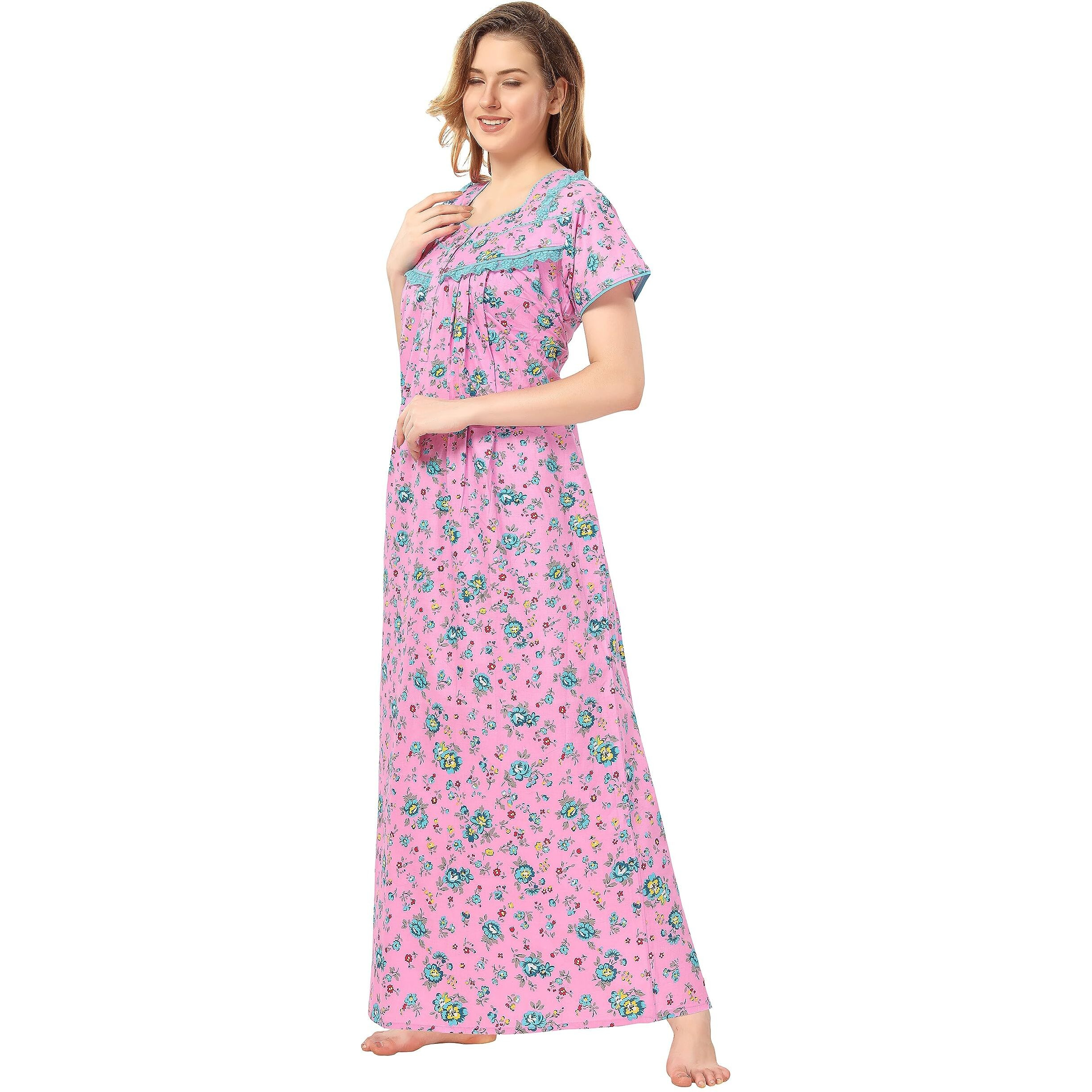Soulemo Women Pink Cotton Nighty (Size - Xxl) 499Axxl, Ankle Length