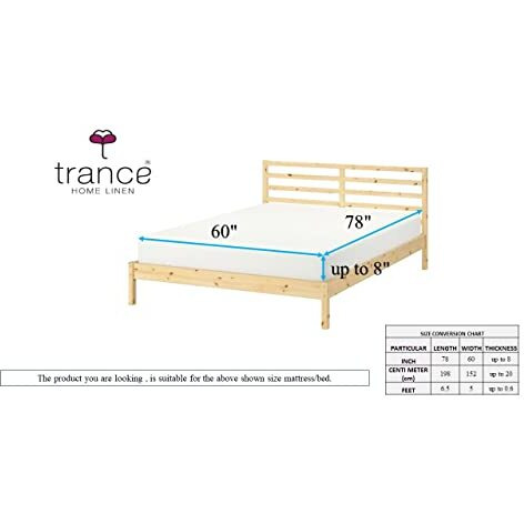 Trance Home Linen Premium 220 GSM+ 78 x60  Cotton Terry Double Bed Waterproof Mattress Protector | Elasticated Fitted Non-Toxic Bed Protector | Queen Size Mattresses Cover (78x60 inch, Sky Blue)