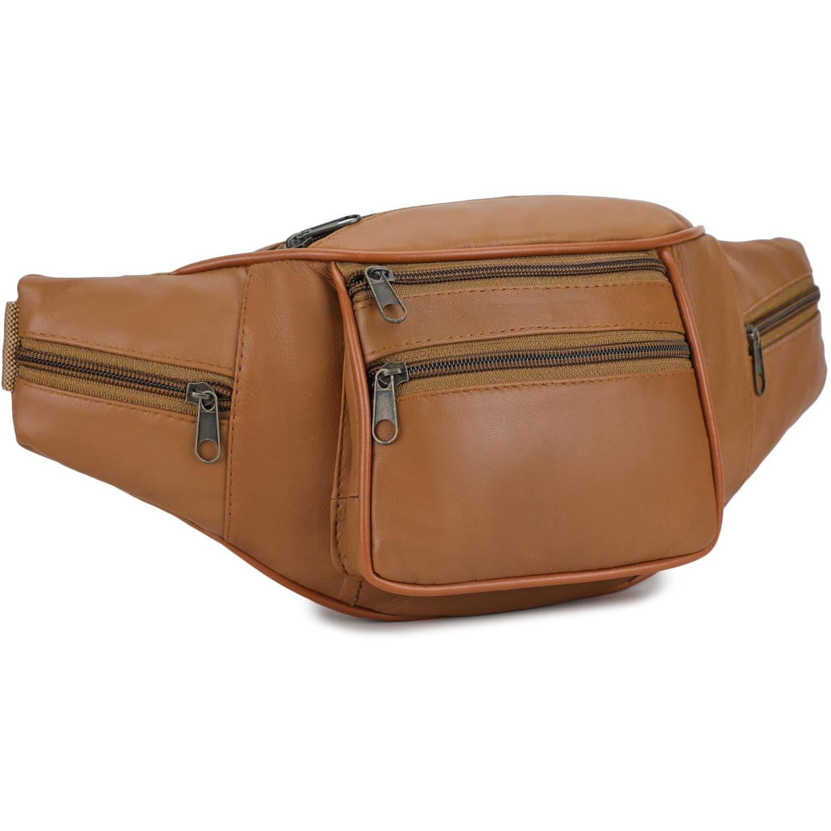 K London Stylish Real Leather Tan Waist Bag Elegant Style Travel Pouch Passport Holder with Adjustable Strap(1452_Tann)