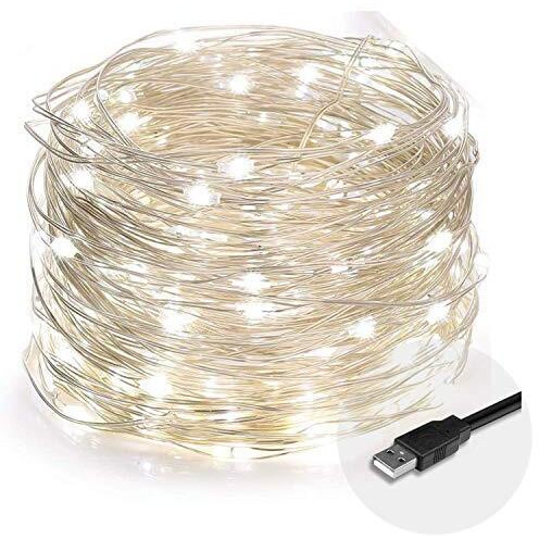 MANSAA Lights for Decoration | 18 Months Warranty | 10 Meter, 100 LEDs | Fairy Lights for Room Decoration, Led Lights for Decoration, Decoration Light, String Lights, USB Operated (White, Pack of 1)