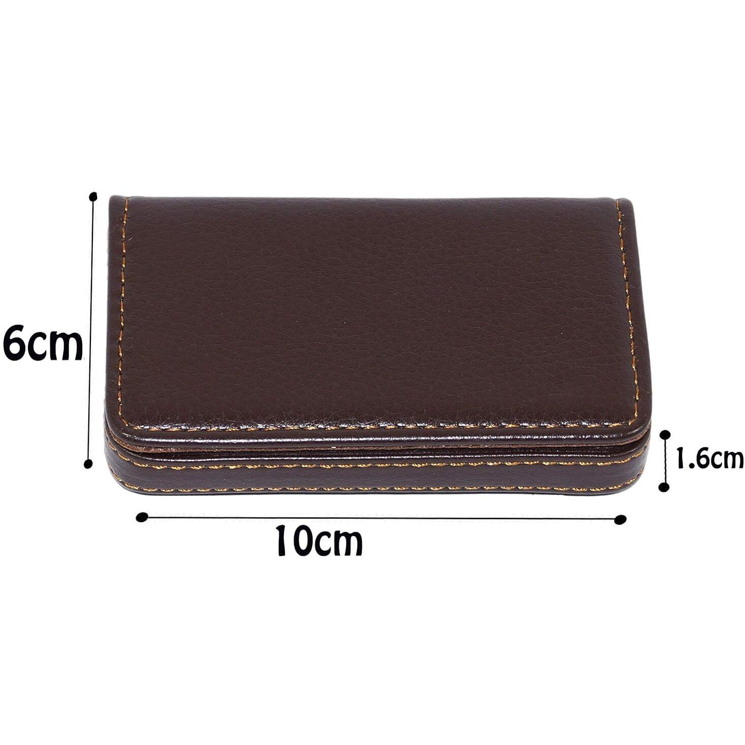 NISUN Pocket Sized Stitched PU Leather Credit Debit Business Card Holder Case Wallet for Men & Women (10 X 6 X 1.6 cm-Brown)