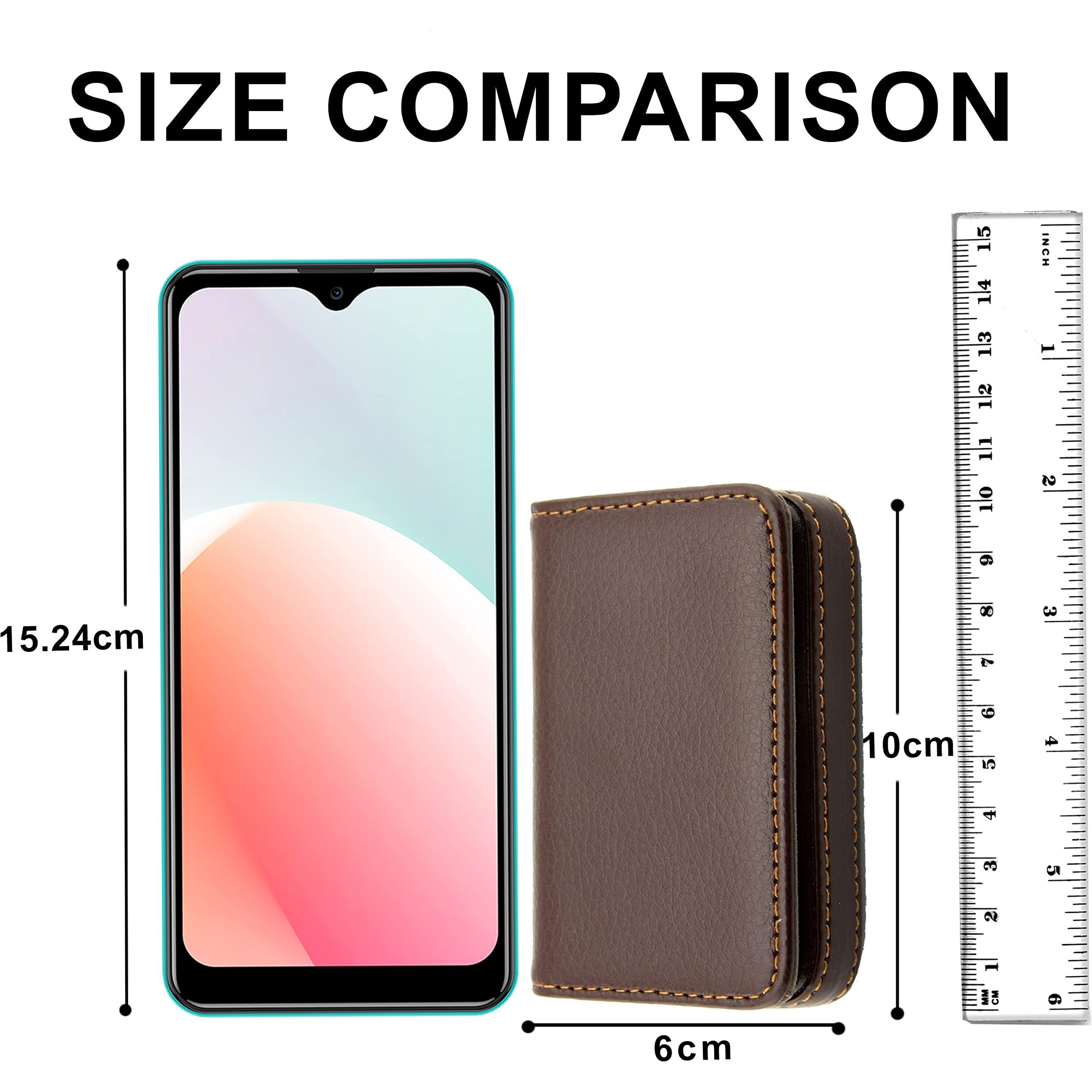 NISUN Pocket Sized Stitched PU Leather Credit Debit Business Card Holder Case Wallet for Men & Women (10 X 6 X 1.6 cm-Brown)
