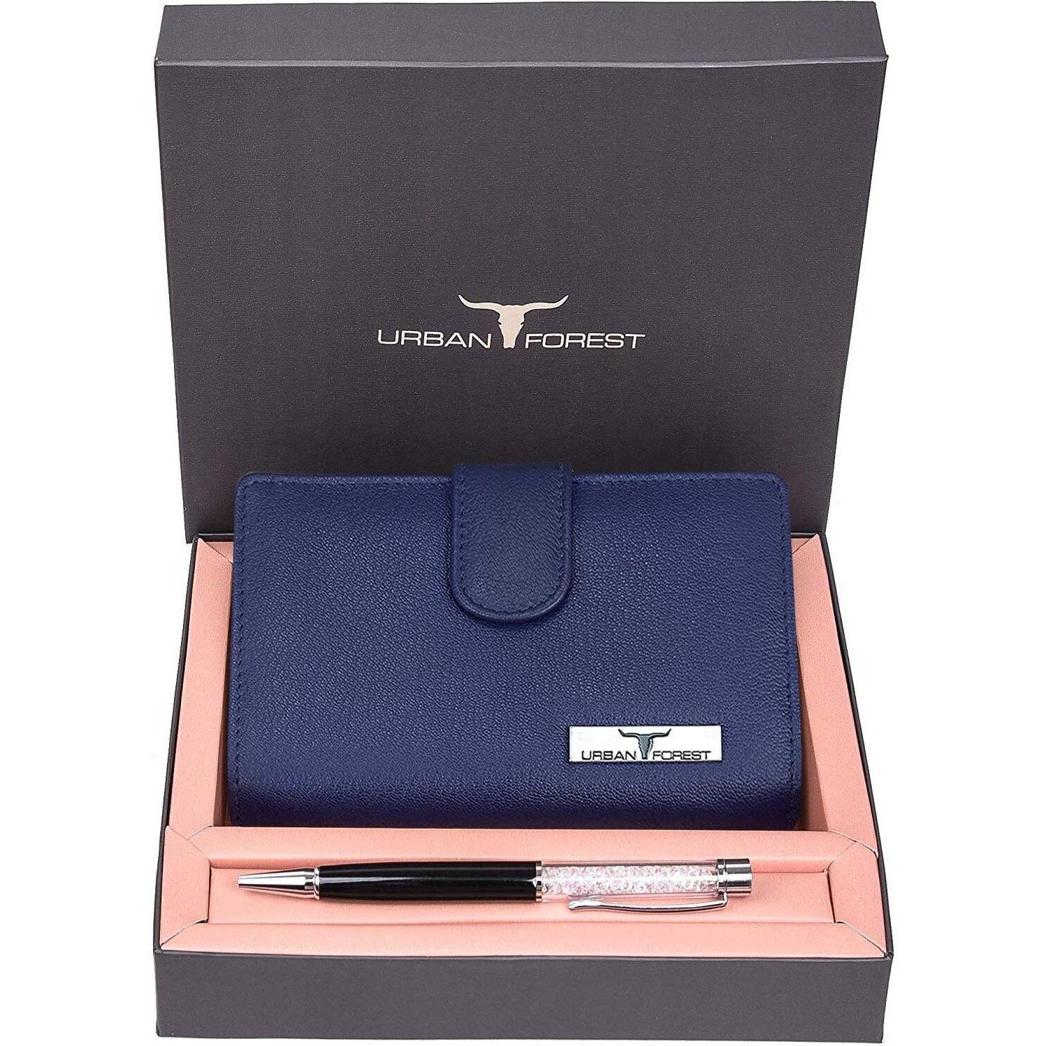 URBAN FOREST Tammy Blueberry Leather Wallet Combo Gift Set for Women