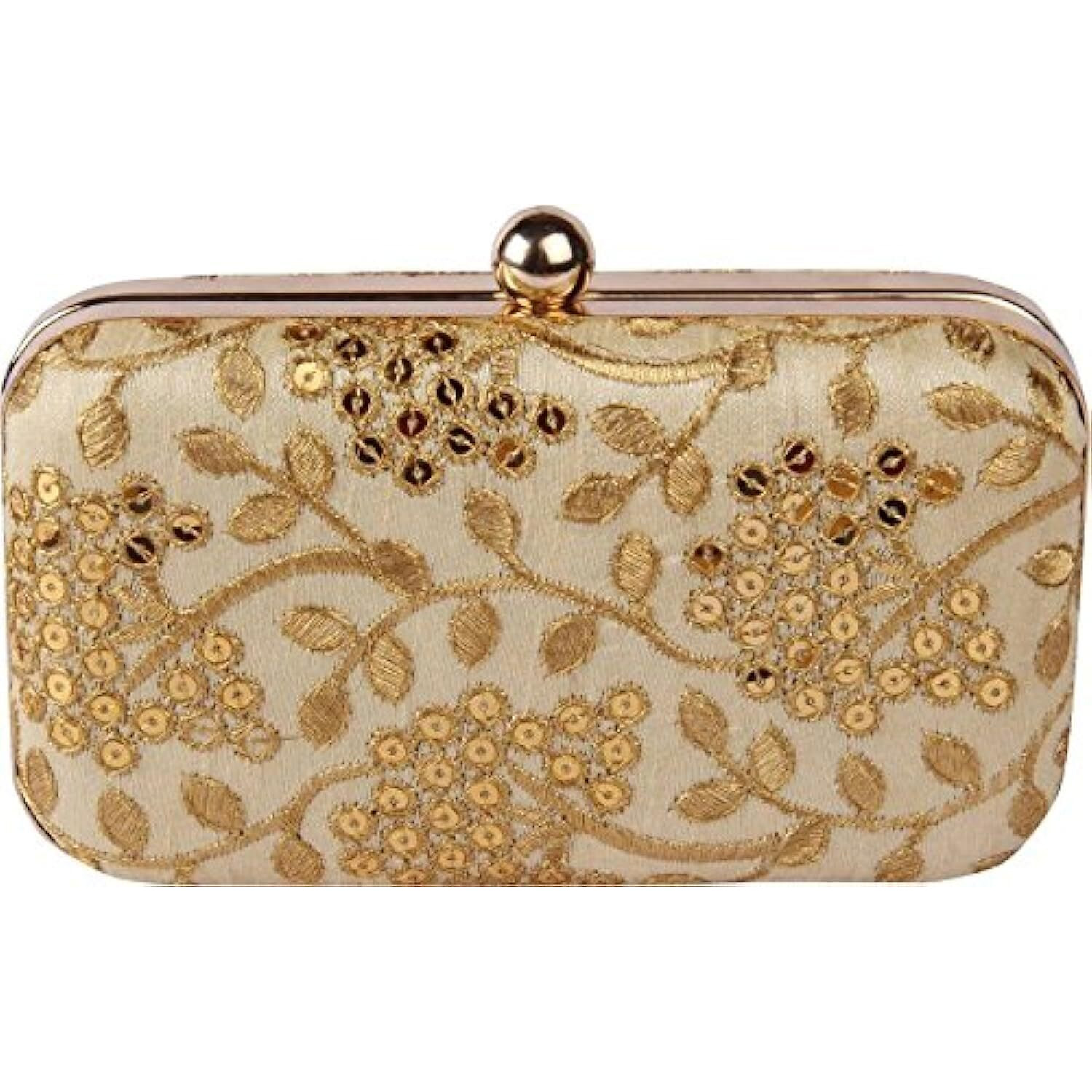 TOOBA Women s Handcrafted Beautiful Bling Box Clutch Bag Beige