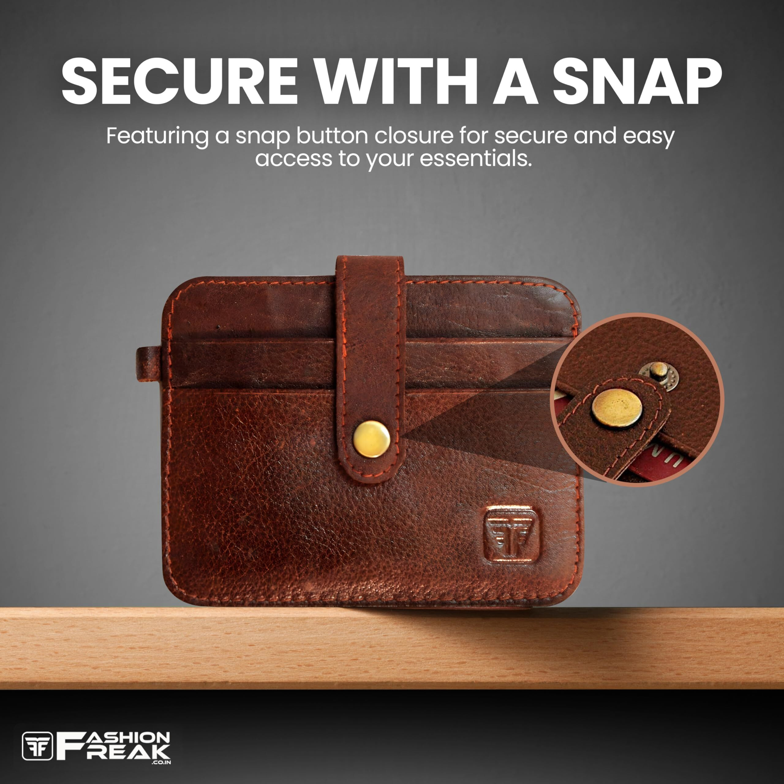 FASHION FREAK Card Holder for Men - Slim Leather Credit/ATM Card Wallet for Men