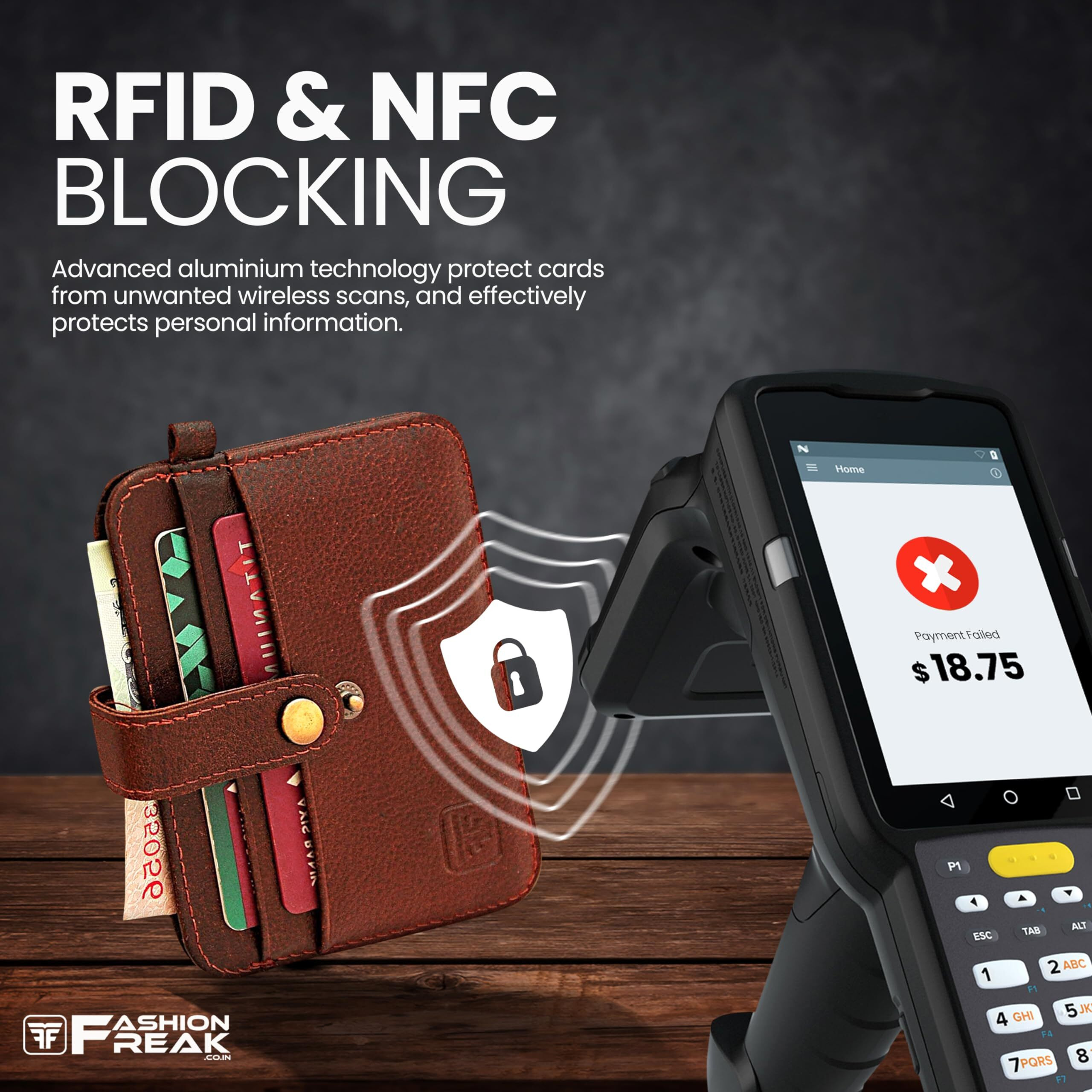 FASHION FREAK Card Holder for Men - Slim Leather Credit/ATM Card Wallet for Men
