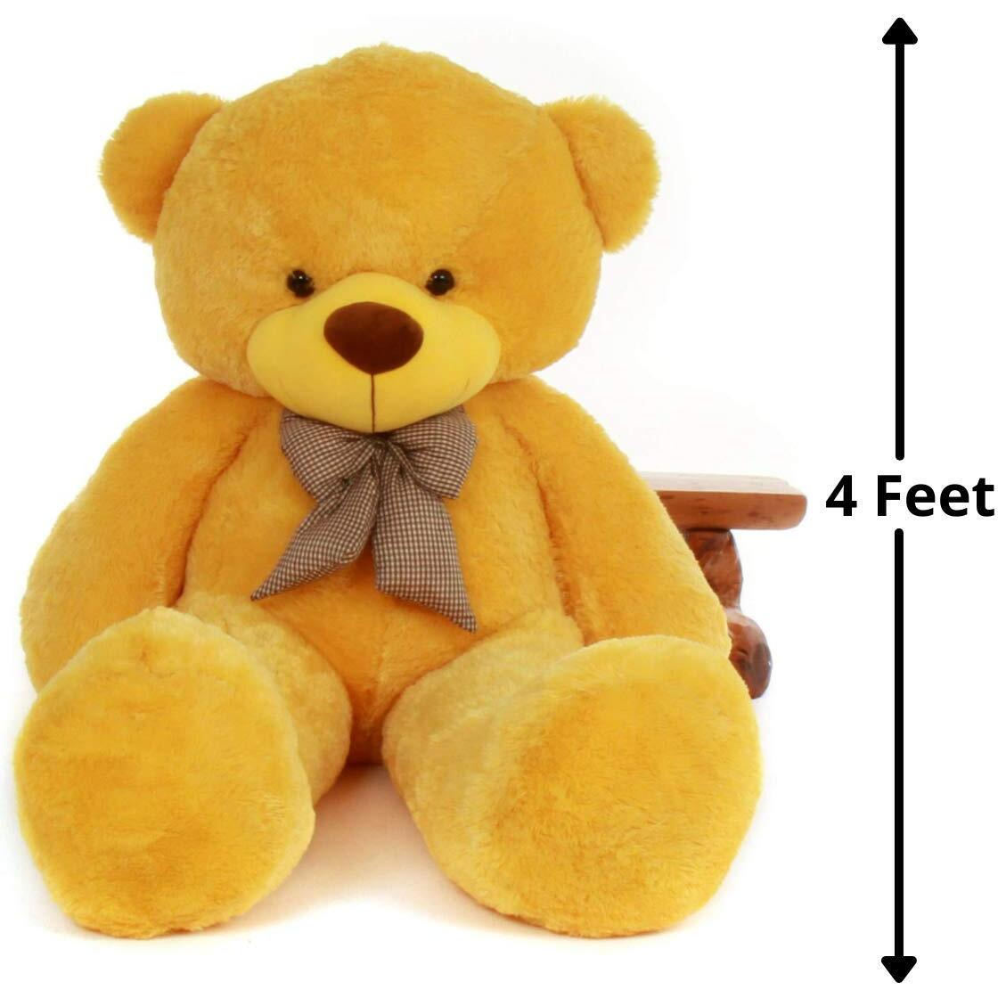 HUG  n  FEEL SOFT TOYS 4 Feet Yellow Giant Teddy Bear Soft, Plush, And Cuddly Stuffed Animal For Kids, Birthdays, Anniversaries, Valentine S Day, And Special Occasions Large Huggable