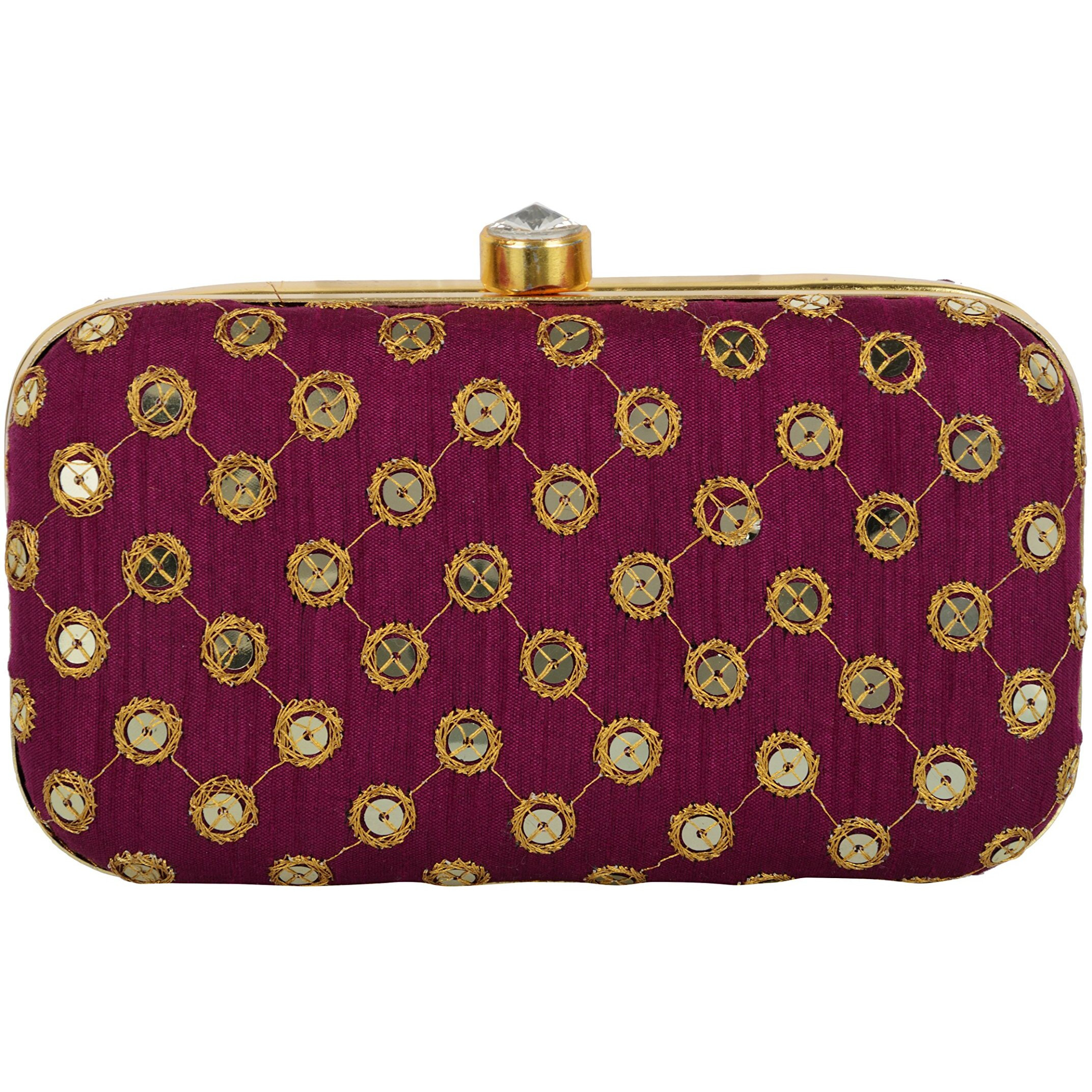 Tooba Women Handicraft Hand Embroidered Box Clutch Bag Purse For Bridal, Casual, Wedding, Multicolor