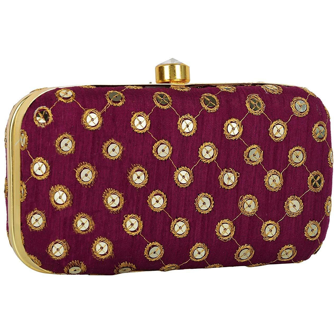 Tooba Women Handicraft Hand Embroidered Box Clutch Bag Purse For Bridal, Casual, Wedding, Multicolor