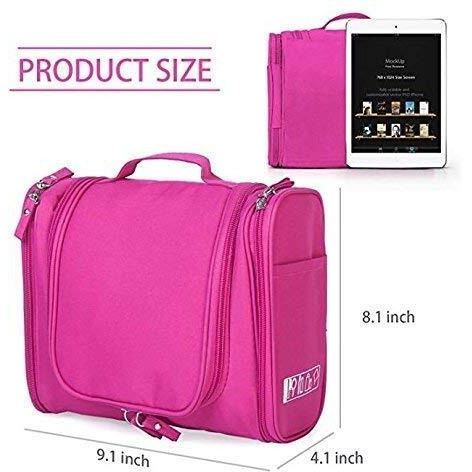 PETRICE Toiletry Bag for Women Makeup Pouch Waterproof Shower Wash Bag Cosmetic Organizer Case Travel Kit Pack with Hook (Pink) 9.1 x 4.1 x 8.1 cm