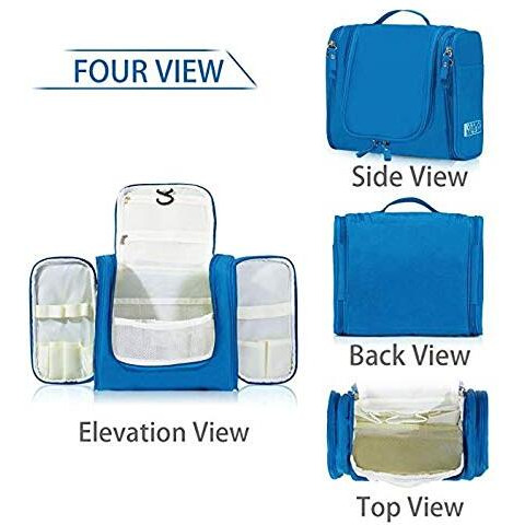 PETRICE Toiletry Bag for Women Makeup Pouch Waterproof Shower Wash Bag Cosmetic Organizer Case Travel Kit Pack with Hook Blue 23.1 x 10.4 x 20.6 cm