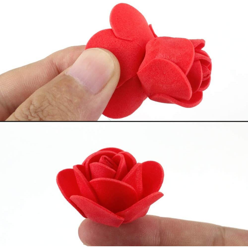 SATYAM KRAFT 50 Pcs Artificial Rose Foam Head Flowers for Home Decor, Wedding Decorations, Pooja, Floating Bouquets, and Craft Ideal for Table, Mandir,Backdrop, and Festivals(Foam Material)(Red)