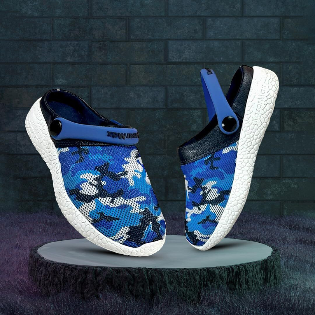 KazarMax Unisex-Child Blue Camo Clogs - 9 Kids UK