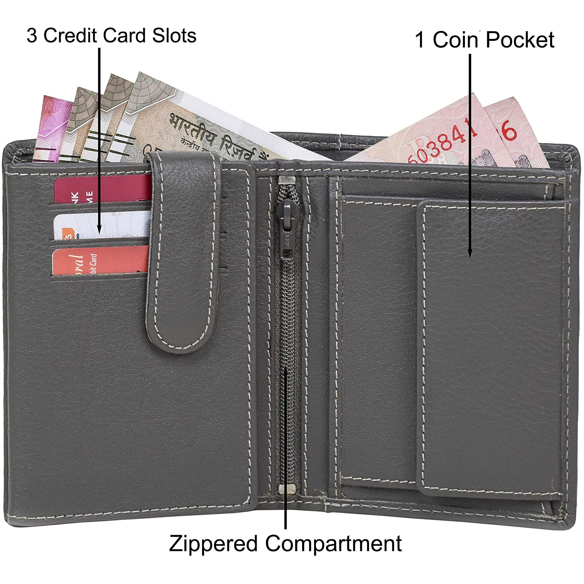 URBAN FOREST Men s Leather Wallet (UBF130GRY1018, Grey)