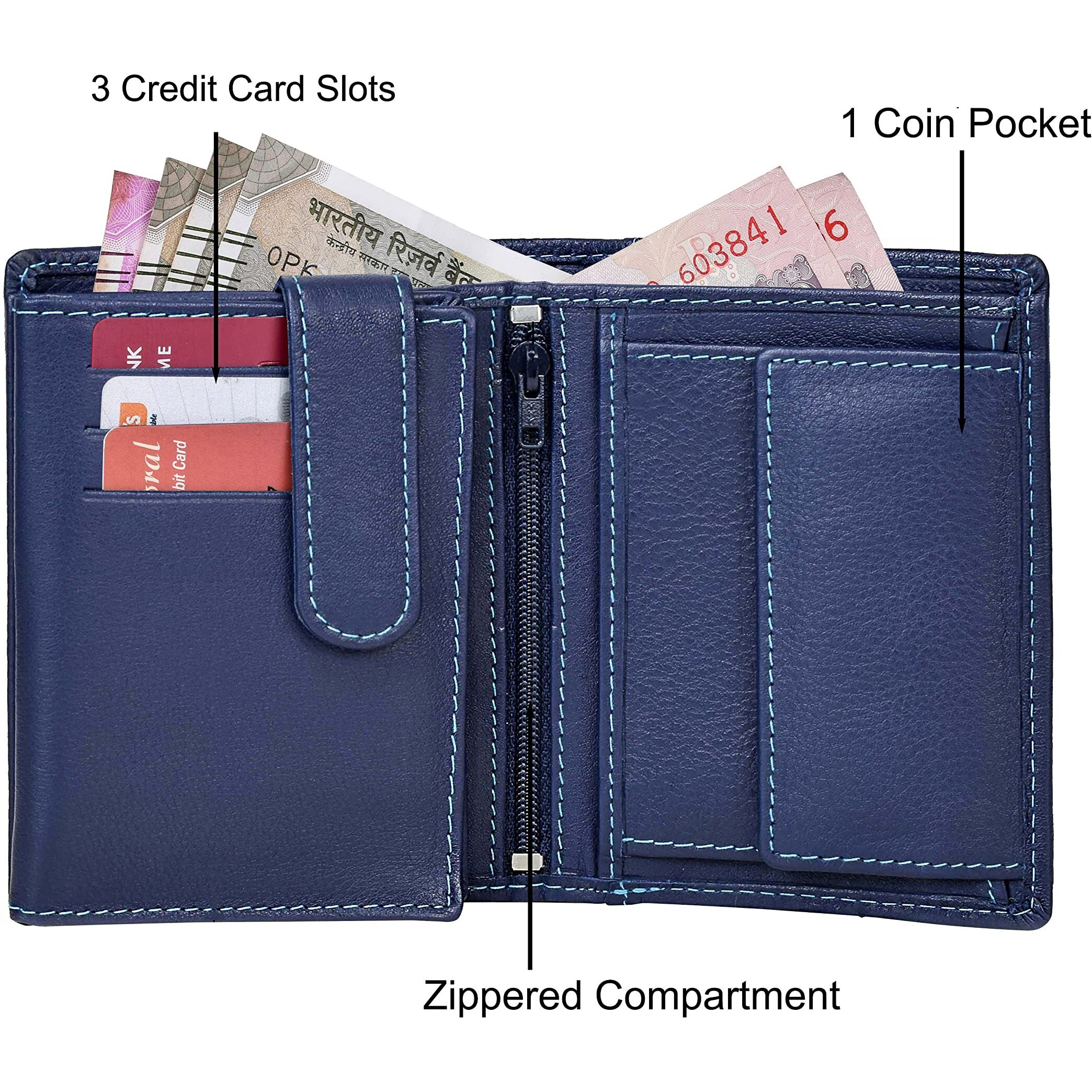 URBAN FOREST Men s Leather Wallet (UBF130BLU1018, Blue)