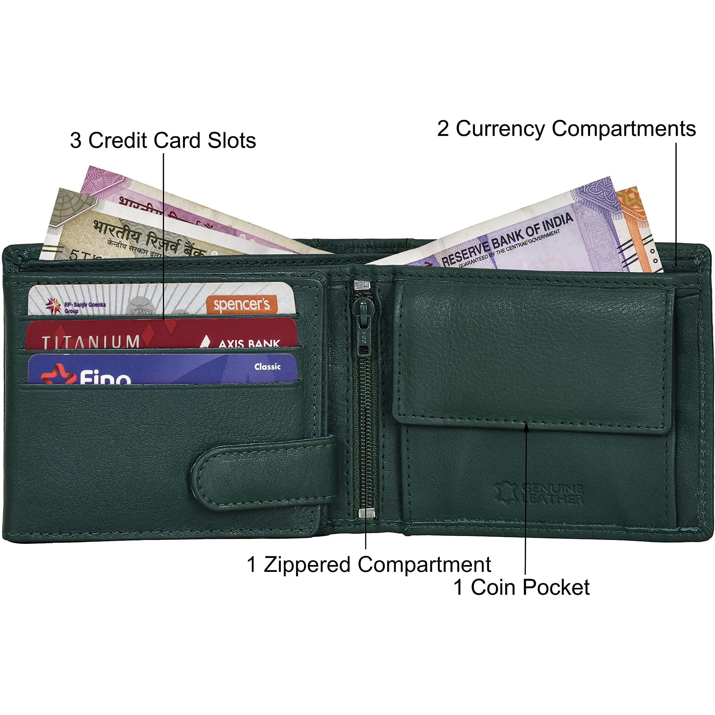 Urban Forest Oliver Green Leather Wallet for Men, 6 Card Slot