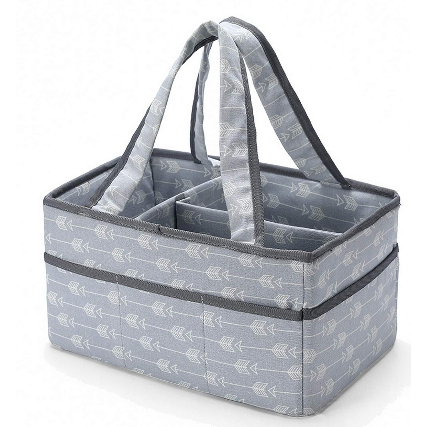 Kiddale Cotton Caddy Diaper Bag | Effortless Organization & Style | Perfect Baby Shower Gift & Travel Essential | Grey