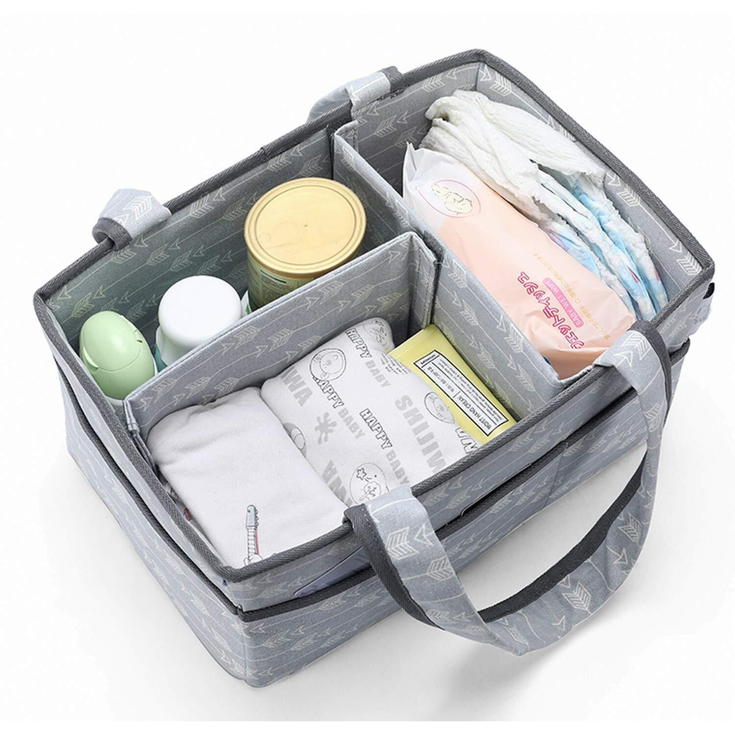 Kiddale Cotton Caddy Diaper Bag | Effortless Organization & Style | Perfect Baby Shower Gift & Travel Essential | Grey