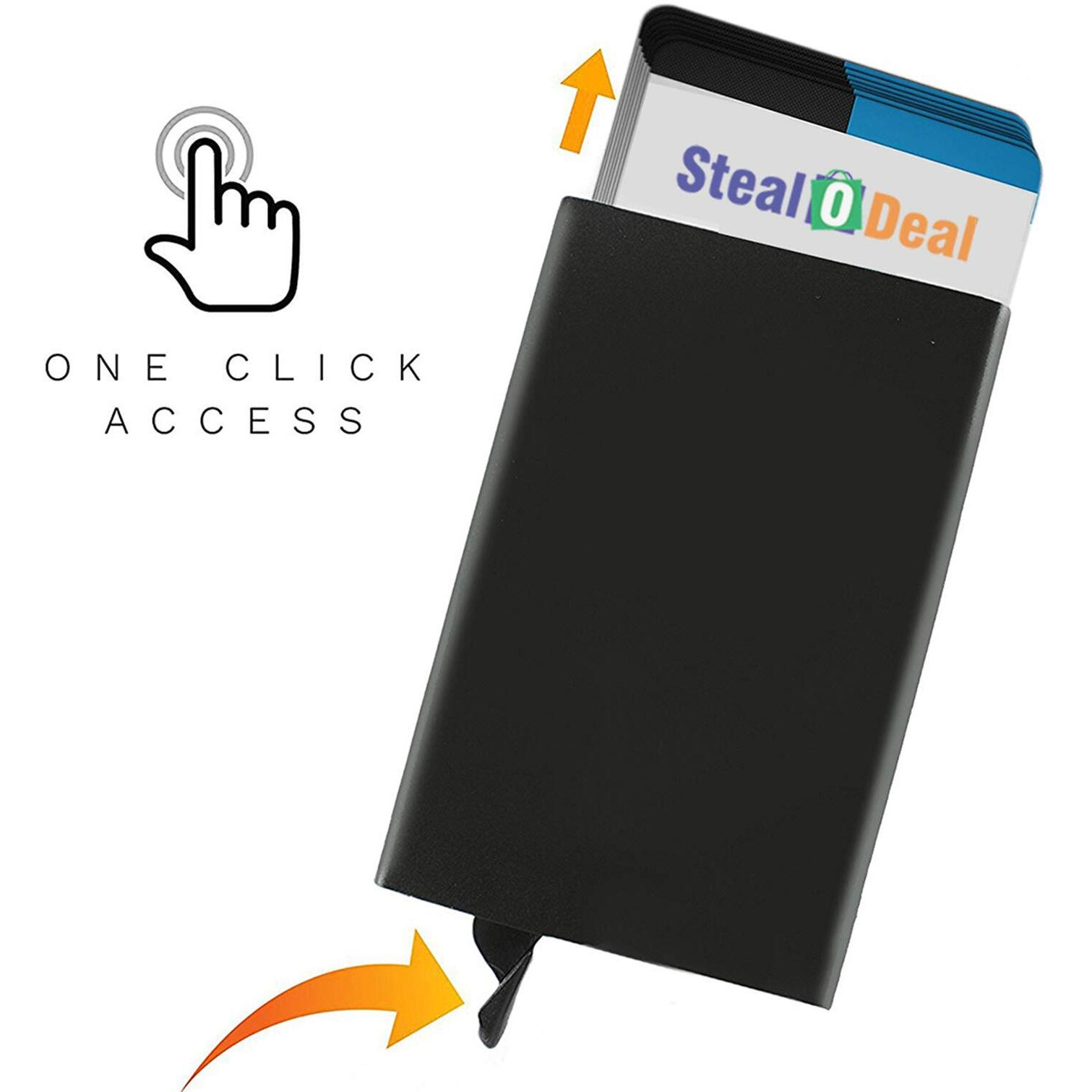 Stealodeal Black RFID Blocking Aluminum ATM/Credit/Debit 6 Slots for Men & Women Puch Button Card Holder