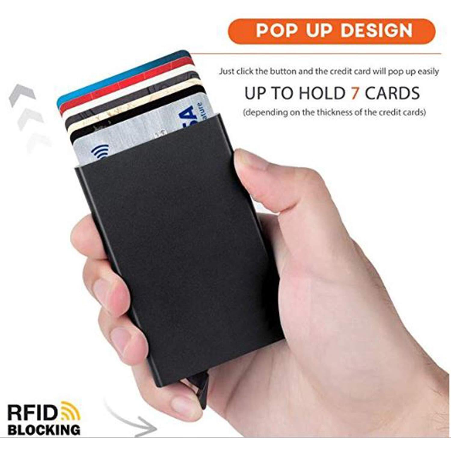 Stealodeal Black RFID Blocking Aluminum ATM/Credit/Debit 6 Slots for Men & Women Puch Button Card Holder