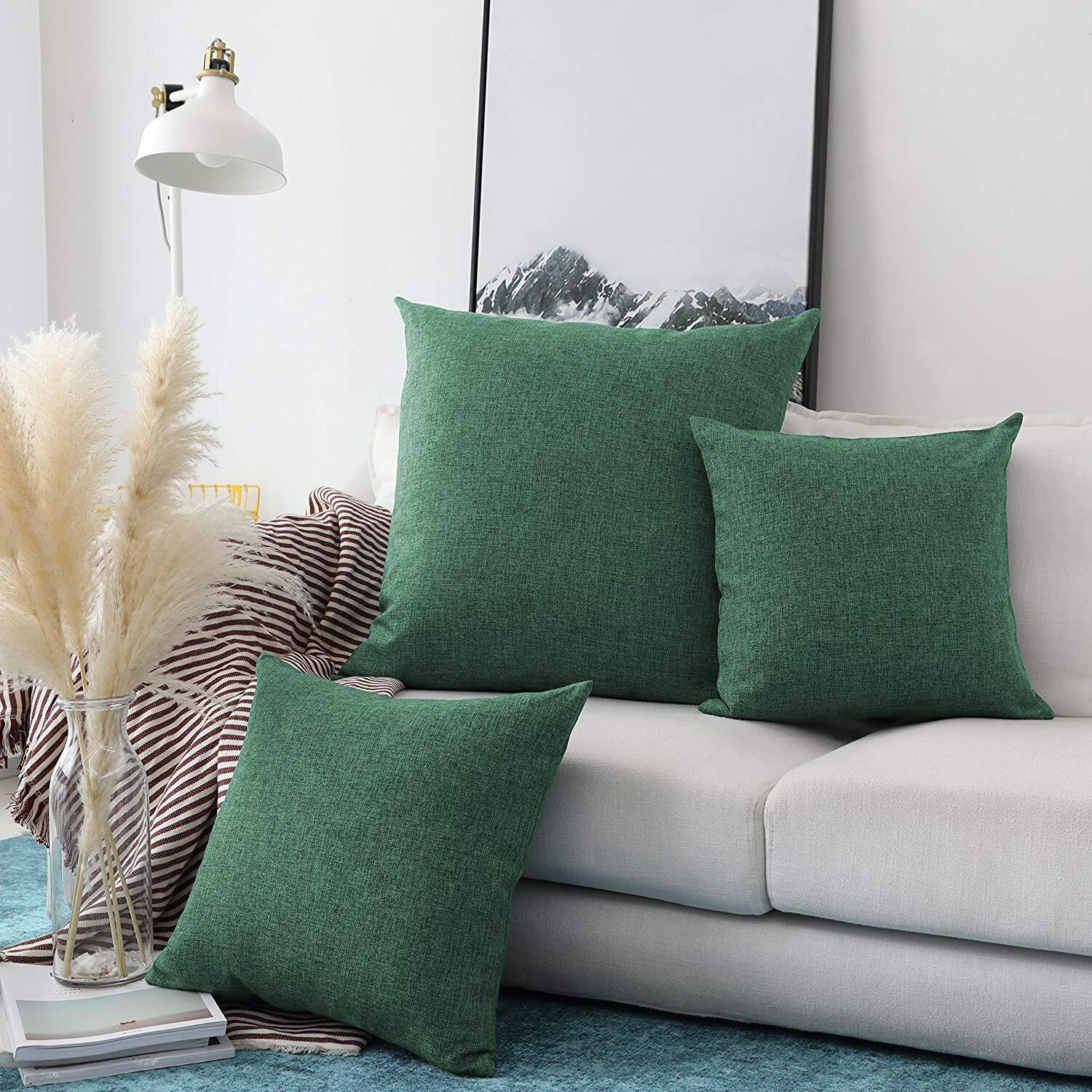 Khooti Jute Cushion Cover, 12x12 (Green)(Pack of 4)
