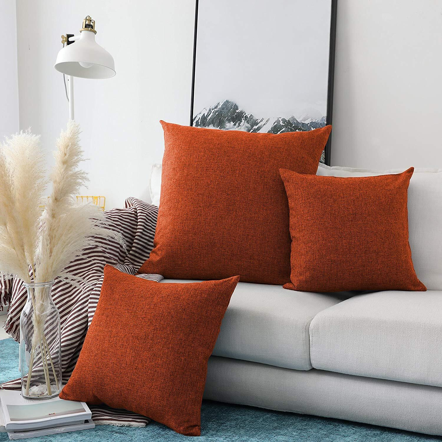 Khooti Jute Cushion Cover, 24x24 Inch, Orange, Pack of 5