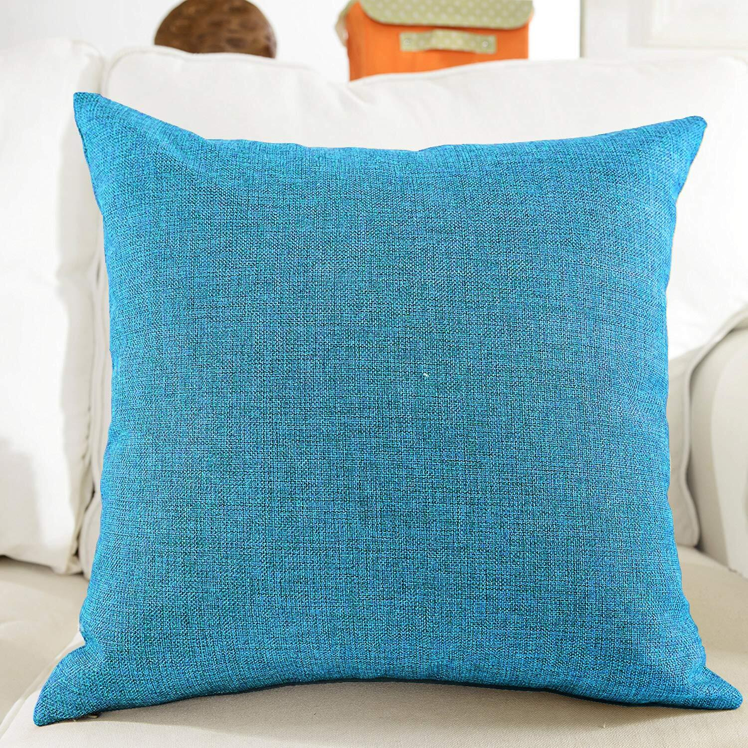 Khooti Jute Cushion Cover, 18x18 (Bondi Blue)(Pack of 4)