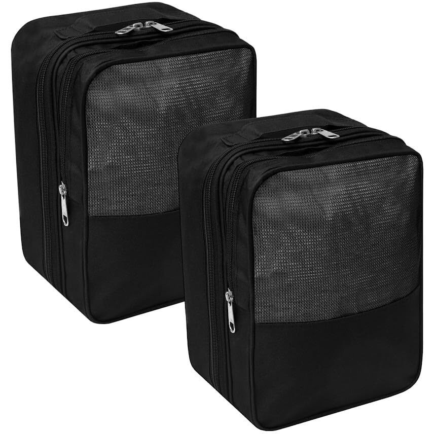 Homestrap Set of 2 Multipurpose Shoe Storage Bag | Travelling Footwear Holder Pouch | Shoes Organizer Space Saver for Travel, Home & Wardrobe (Black, Pack of 2) (Featured on Shark Tank)