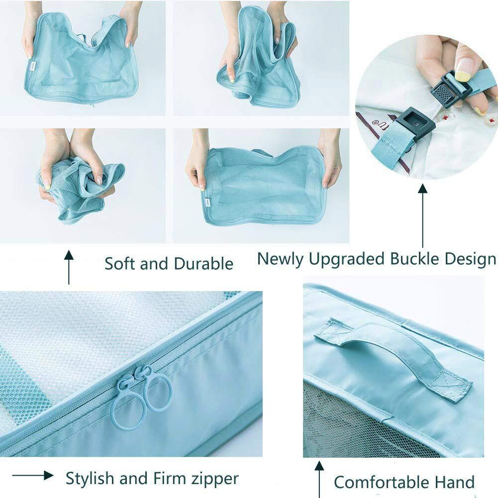 House of Quirk Polyester 7 Set Packing Cubes Luggage Packing Organizers For Travel Accessories (Light Blue), 12 Cm,27.99Cm