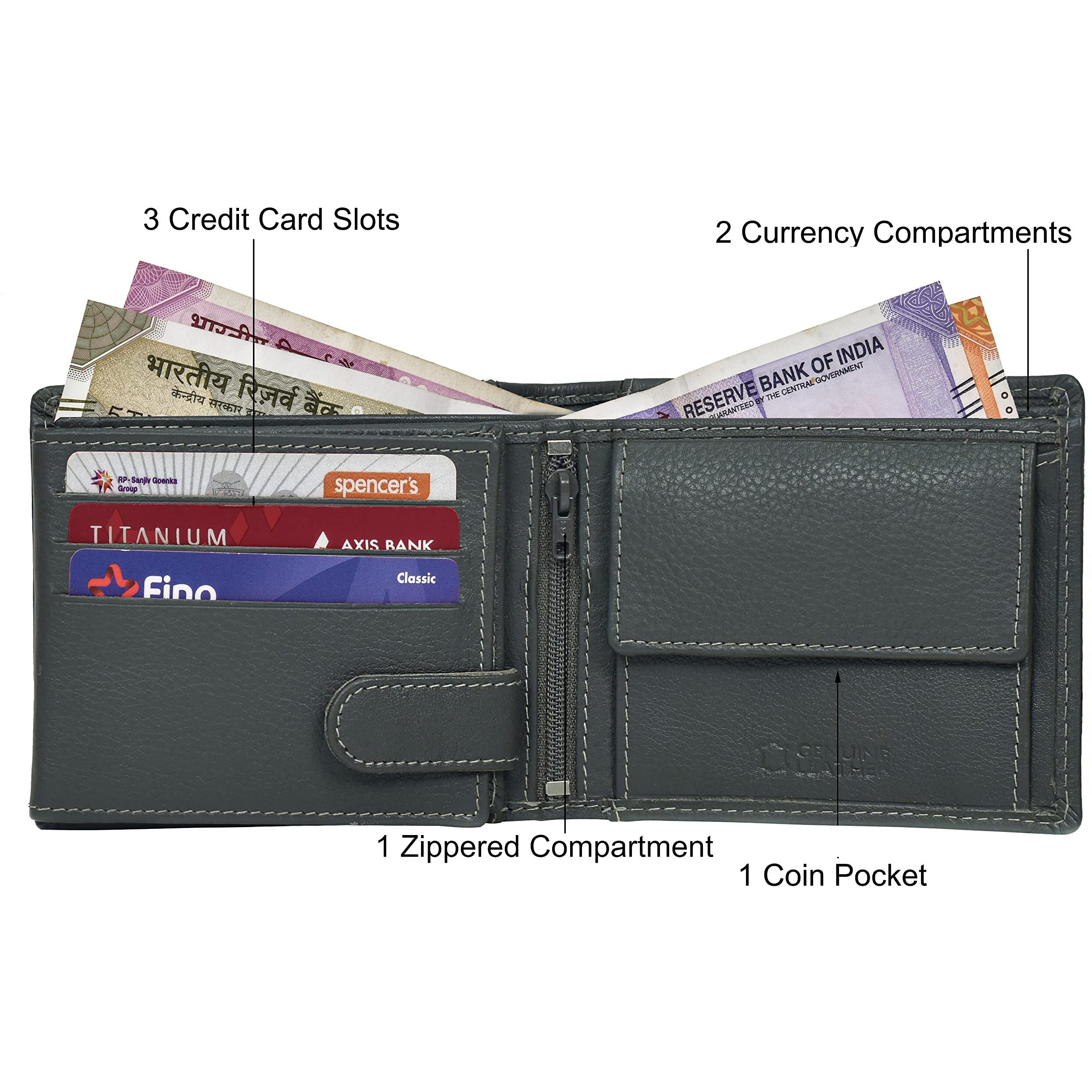 URBAN FOREST Oliver Grey Leather Wallet for Men