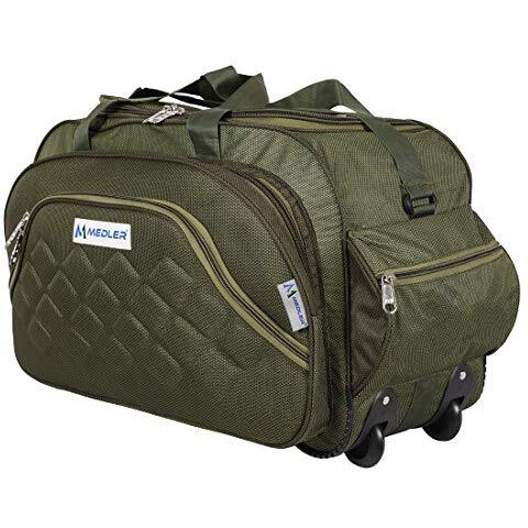 M MEDLER Duffle_PRO Nylon 55 litres Waterproof Strolley Duffle Bag- 2 Wheels - Luggage Bag - (Green)
