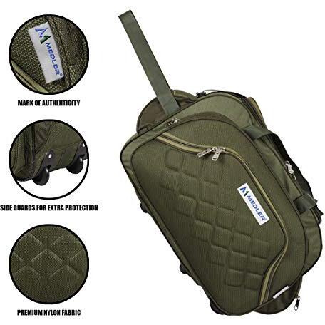 M MEDLER Duffle_PRO Nylon 55 litres Waterproof Strolley Duffle Bag- 2 Wheels - Luggage Bag - (Green)