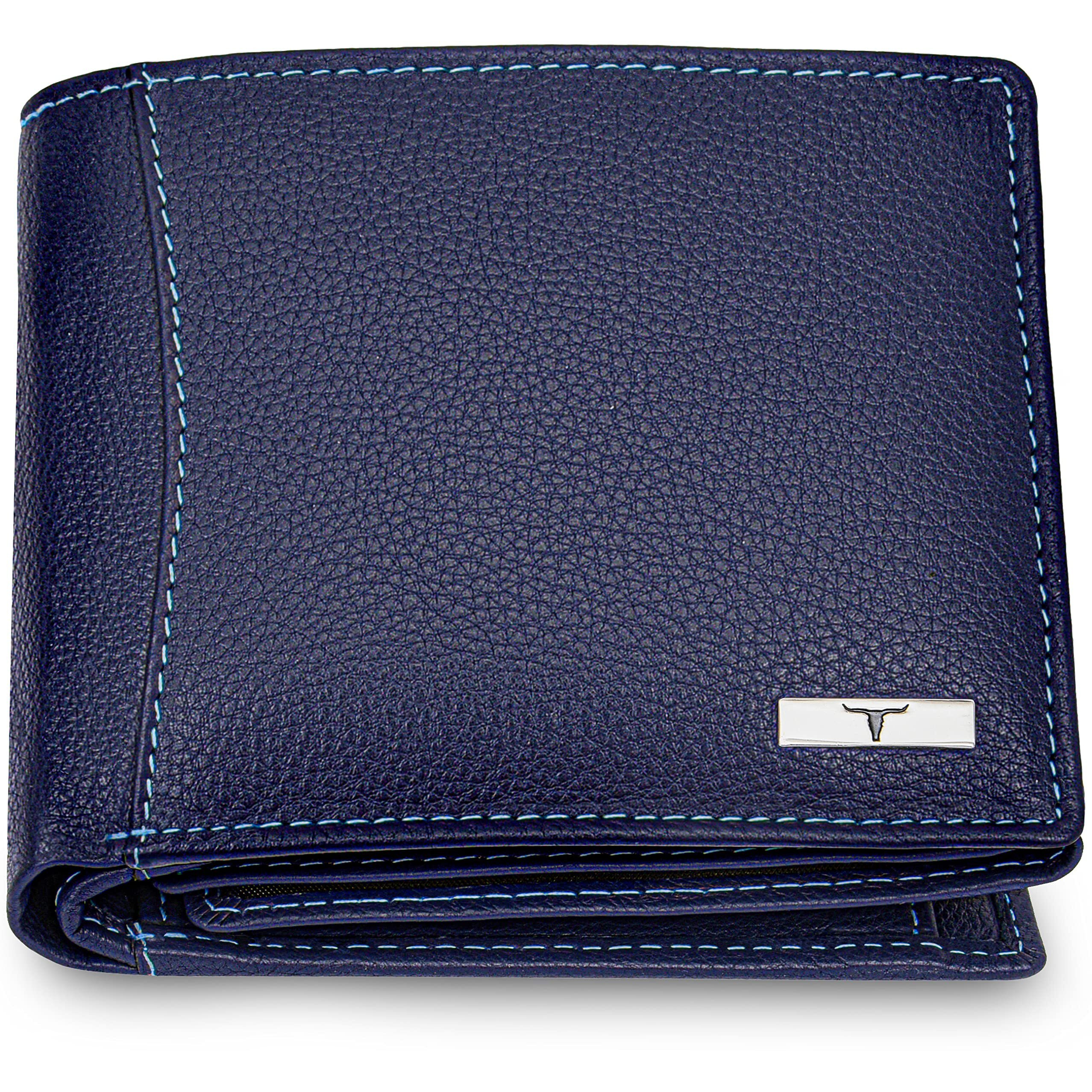 URBAN FOREST Oliver Blue Leather Wallet for Men, 6 Card Slot
