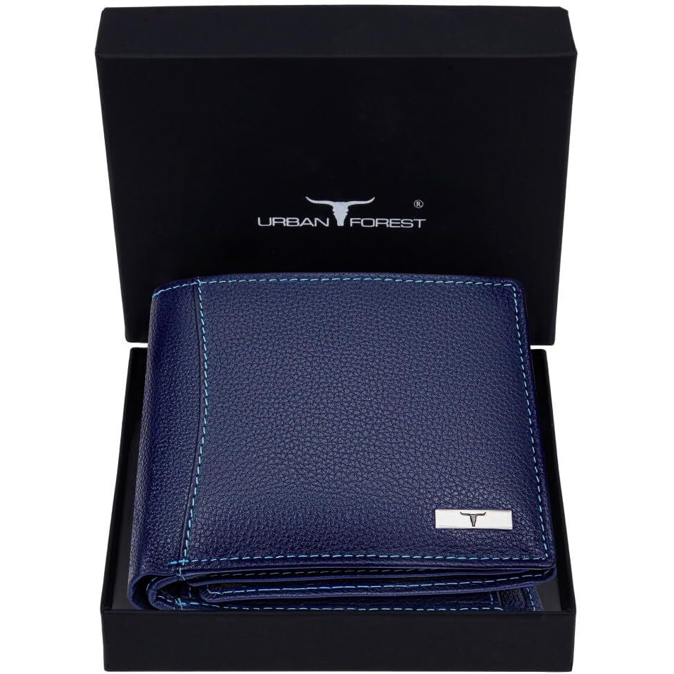 URBAN FOREST Oliver Blue Leather Wallet for Men, 6 Card Slot
